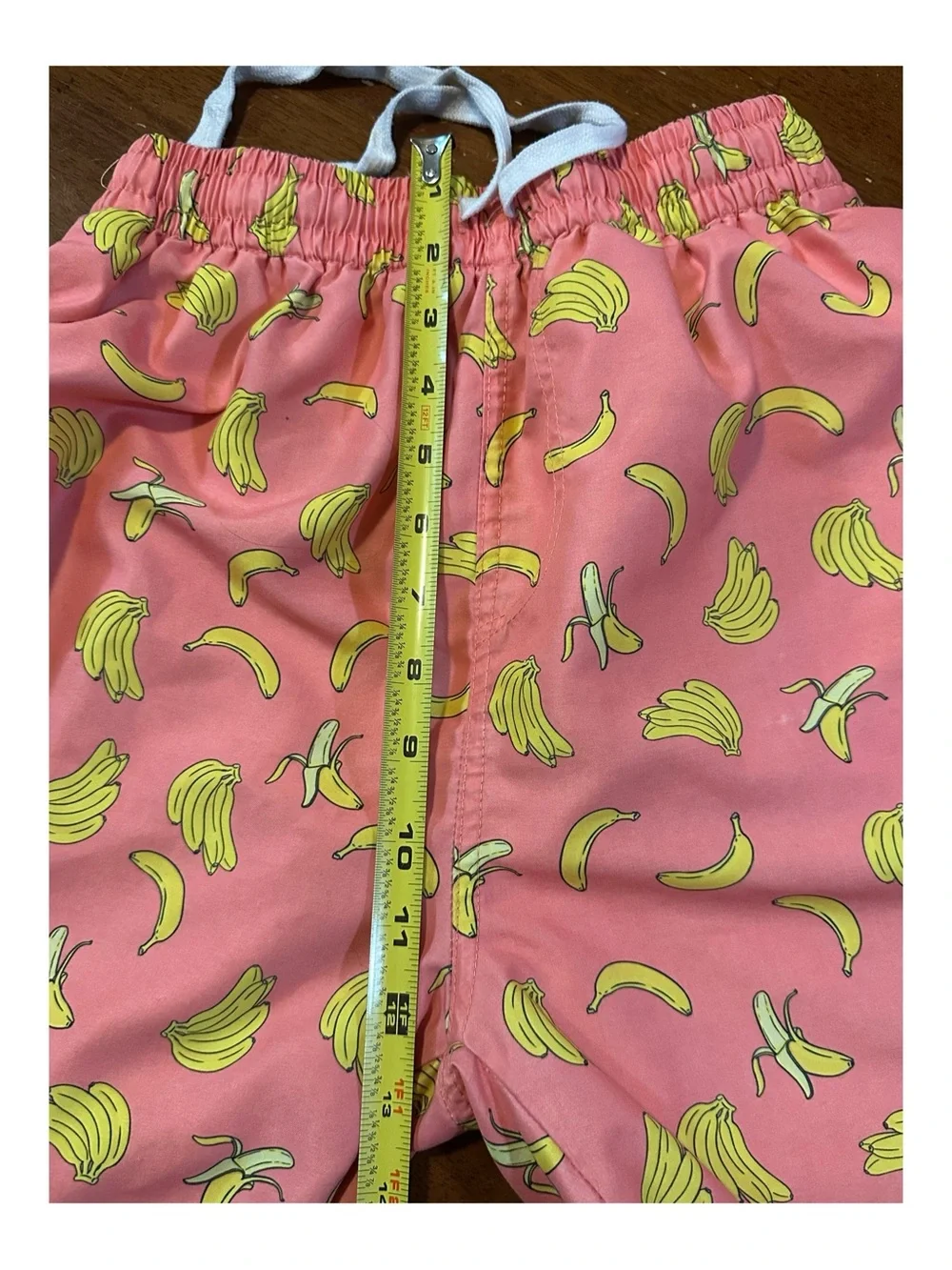 Men’s Pink Swim Trunks with Yellow Banana Print